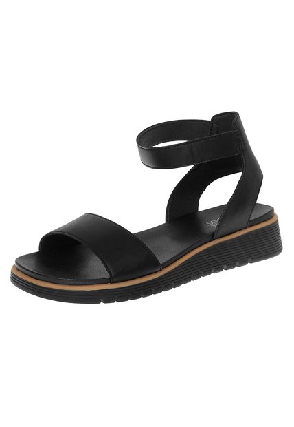 Sandalias Deportivas Neve Con Taco Tipo Cuña Para Mujer Negro Comfort Plus 210599