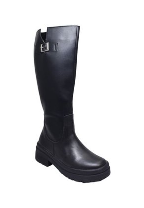 Bota Negra Caña Larga Para Mujer