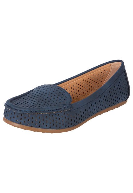 Zapatos Casuales Freya Tipo Mocasín Para Mujer Azul Comfort Plus 200833
