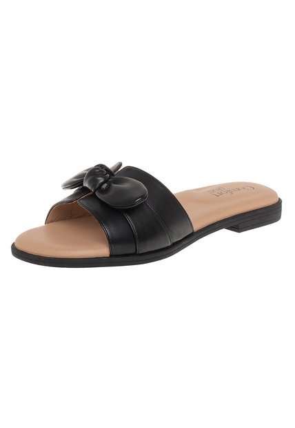 Sandalias Planas Para Mujer Negro Comfort Plus 211254