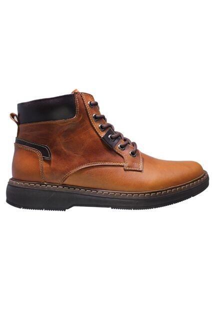 Botín  En Cuero De Amarrar Y Cremallera Lateral Para Hombre