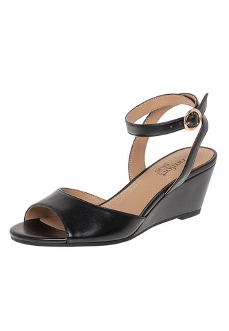Sandalias Petite Con Taco Tipo Cuña Para Mujer Negro Comfort Plus 211589 Generic