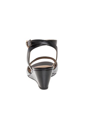 Sandalias Petite Con Taco Tipo Cuña Para Mujer Negro Comfort Plus 211589