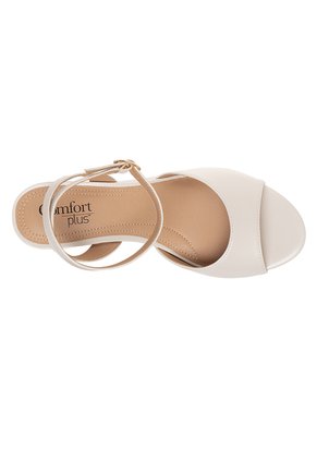 Sandalias Petite Con Taco Tipo Cuña Para Mujer Marfil Comfort Plus 211588