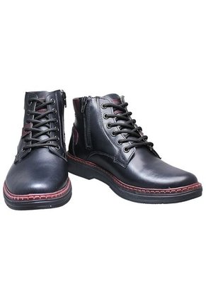 Botín Casual Hombre Cuero De Amarrar Y Cremallera