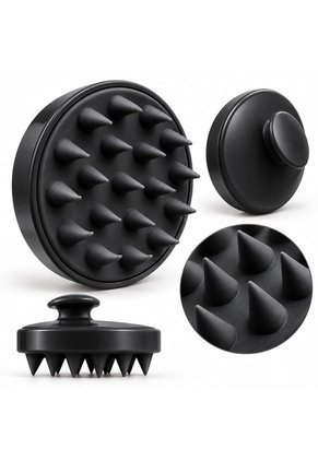 Cepillo Masajeador De Silicona Para Cuero Cabelludo Exfoliante Capilar Negro