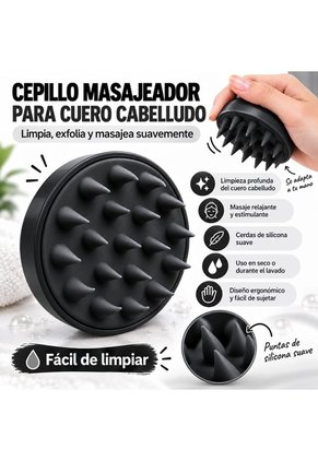Cepillo Masajeador De Silicona Para Cuero Cabelludo Exfoliante Capilar Negro