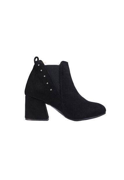 Botín Tacón Ancho Textil Mujer