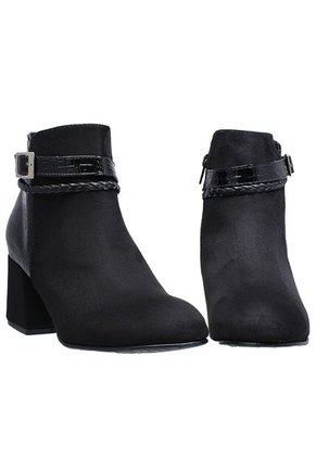 Botín Textil Por Charol Para Mujer