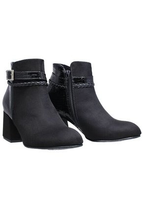 Botín Textil Por Charol Para Mujer