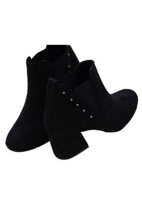 Botín Tacón Ancho Textil Mujer