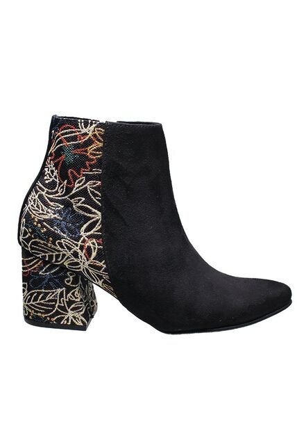 Botín Puntudo Textil Para Mujer Tacón 5 12