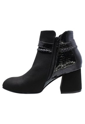 Botín Textil Por Charol Para Mujer