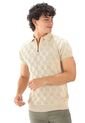 Camiseta Polo Cuadro Canales Cremallera - Beige - Giive de Giive