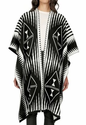 Ruana étnica Doble Faz - Negro/Marfil - Give