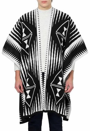 Ruana étnica 2 Colores Doble Faz - Negro/Marfil - Giive