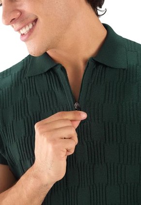 Camiseta Polo Cuadro Canales Cremallera - Verde Militar - Giive