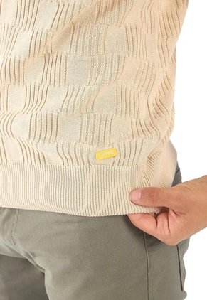 Camiseta Polo Cuadro Canales Cremallera - Beige - Giive