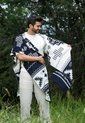 Ruana Artesanal Pirámides Doble Faz - Azul/Marfil - Giive de Giive