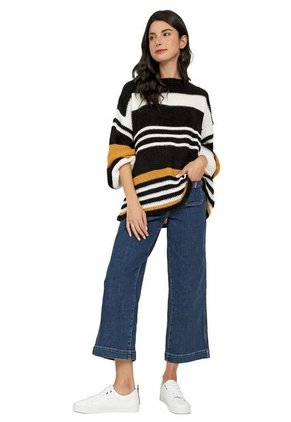 Buzo Punto Ingles Cuello Bandeja Rayas Negro - EMC572