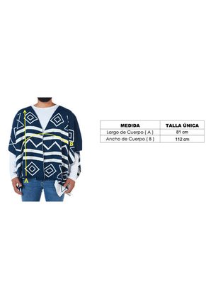 Ruana Rombos Doble Faz - Azul/Marfil