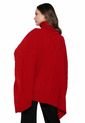 Ruana Mangas Trenza Rombos Cuello Tortuga - WMC536-Rojo de Giive