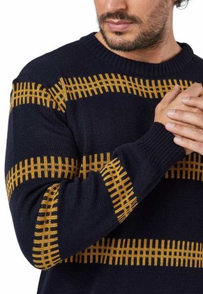 Buzo Cuello Redondo Tejido Cerca Azul/Mostaza BHC688 - Giive