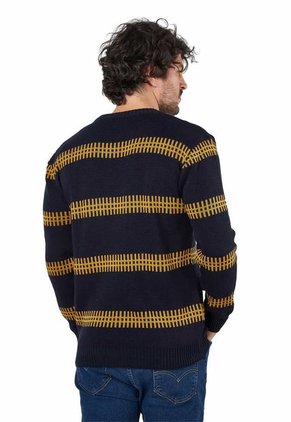 Buzo Cuello Redondo Tejido Cerca Azul/Mostaza BHC688 - Giive