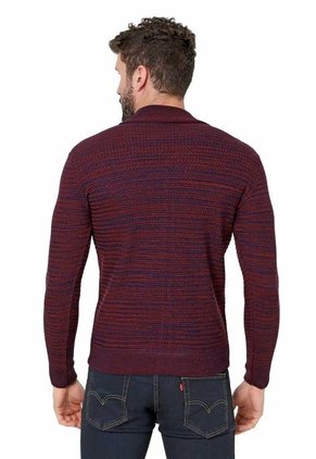 Chaqueta Cuello Beisbolero Tejido Lazo Matizado Vino Tinto - CHA580