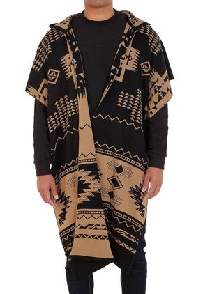 Ruana Artesanal Pirámides Doble Faz - Negro/Camel - Giive