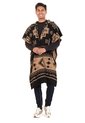 Ruana Artesanal Pirámides Doble Faz - Negro/Camel - Giive de Giive