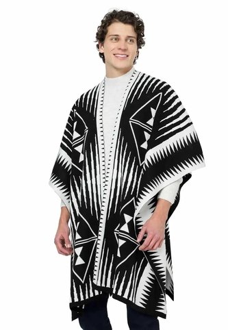 Ruana étnica 2 Colores Doble Faz - Negro/Marfil - Giive Giive