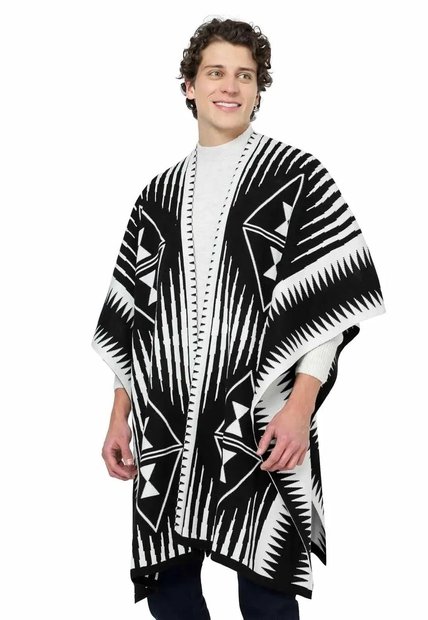 Ruana étnica 2 Colores Doble Faz - Negro/Marfil - Giive