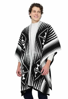Ruana étnica 2 Colores Doble Faz - Negro/Marfil - Giive