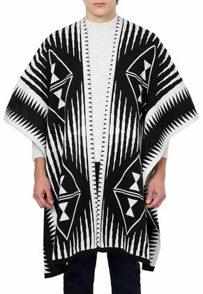 Ruana étnica 2 Colores Doble Faz - Negro/Marfil - Giive