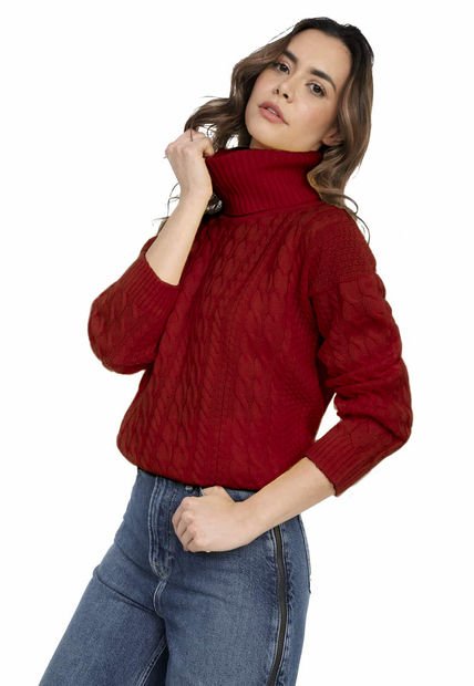 Saco Trenza Completo Cuello Tortuga Giive - UMC512-Rojo