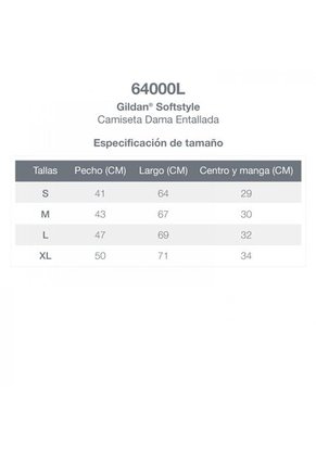 Camiseta Dama Blanco Gildan 64000L
