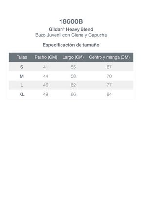 Buso Juvenil Capucha Y Cierre Purpura Gildan