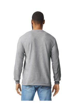 Camiseta Manga Larga Adulto Con Bolsillo Gris Jaspe Gildan