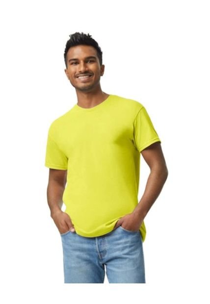 Camiseta Básica Hombre Verde Seguridad Gildan 5000
