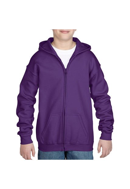 Buso Juvenil Capucha Y Cierre Purpura Gildan