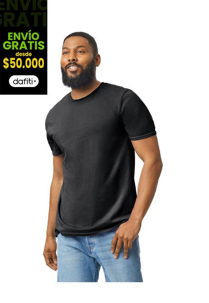 Camiseta Hombre Negro Gildan 64000