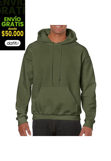 Buzo Adulto Capucha Verde Militar Gildan 18500