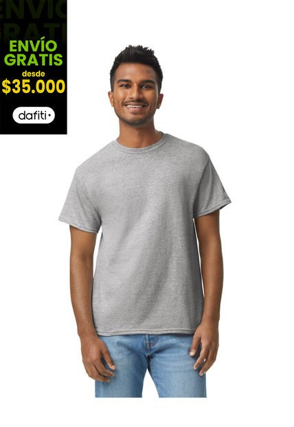 Camiseta Básica Hombre Gris Jaspe Gildan