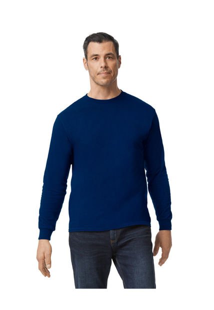 Camiseta Manga Larga Cuello Redondo Azul Marino Gildan 5400