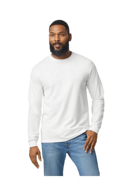 Camiseta Manga Larga Cuello Redondo Blanco Gildan 5400