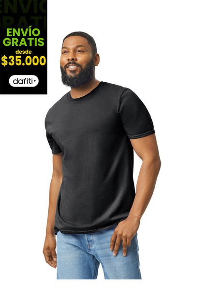 Camiseta Hombre Negro Gildan 64000