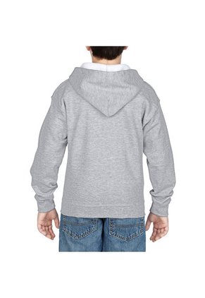 Buso Juvenil Capucha Y Cierre Gris Jaspe Gildan