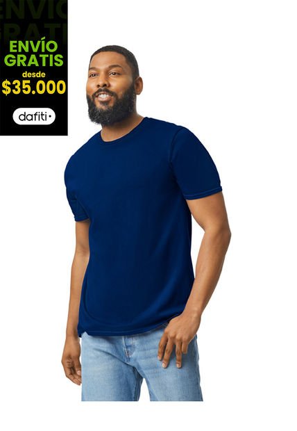 Camiseta Hombre Azul Marino Gildan 64000
