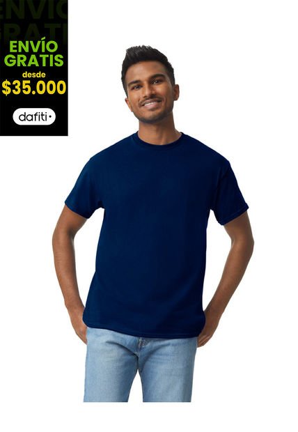 Camiseta Básica Hombre Azul Marino Gildan 5000